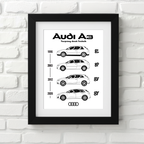 Audi A3 car poster – minimalist automotive art print 30x40cm