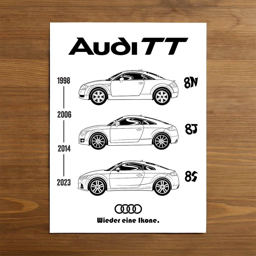 Audi TT car poster – minimalist automotive art print 30x40cm