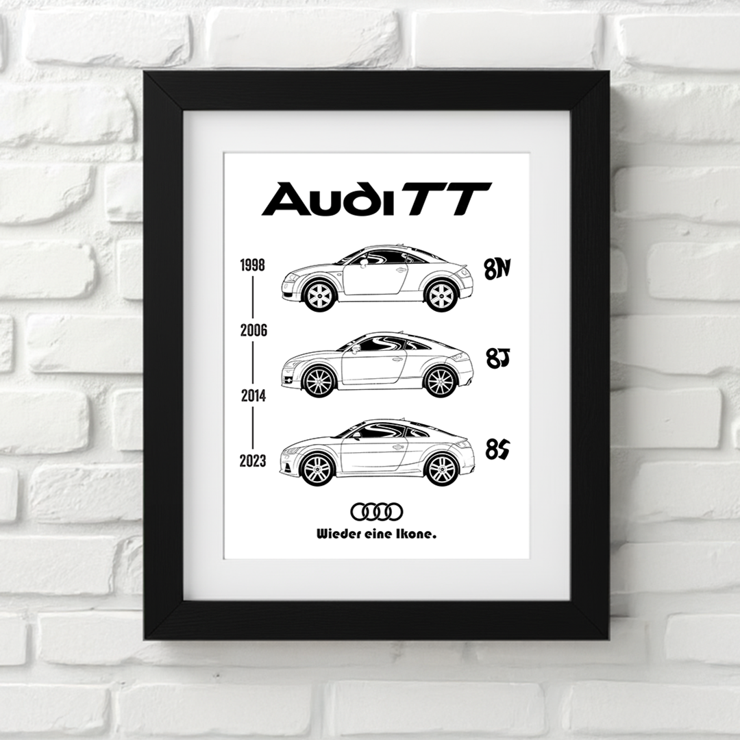 Audi TT car poster – minimalist automotive art print 30x40cm