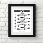 BMW serie 3 car poster – minimalist automotive art print 30x40cm