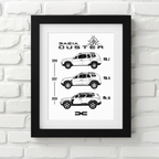 Dacia Duster car poster – minimalist automotive art print 30x40cm