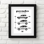 Fiat Panda car poster – minimalist automotive art print 30x40cm