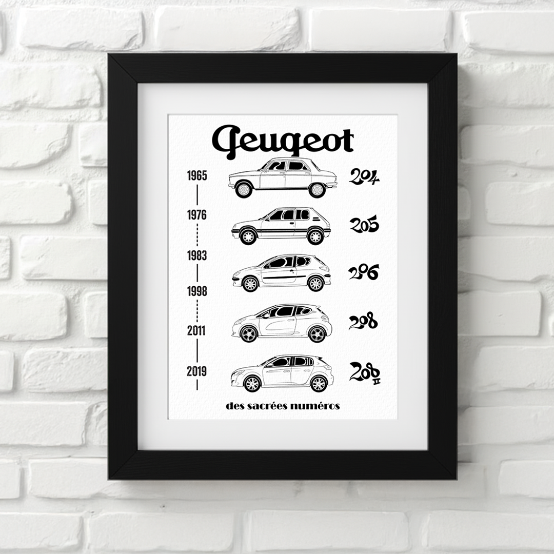 Peugeot 200' car poster generation – minimalist automotive art print 30x40cm