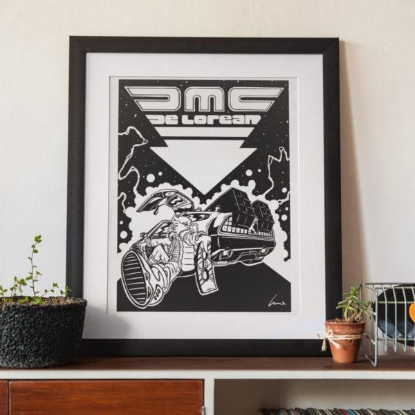 Affiche Dessin DMC DeLorean & Back to the Futur