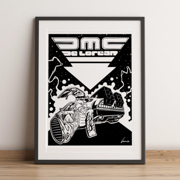 Affiche Dessin DMC DeLorean & Back to the Futur