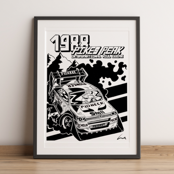 Affiche encadré Peugeot 405 T16 Pikes Peak