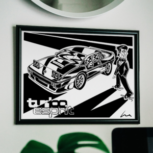 Affiche Dessin Lotus Esprit Turbo Encadré