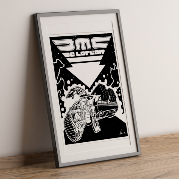 Affiche Dessin DMC DeLorean & Back to the Futur